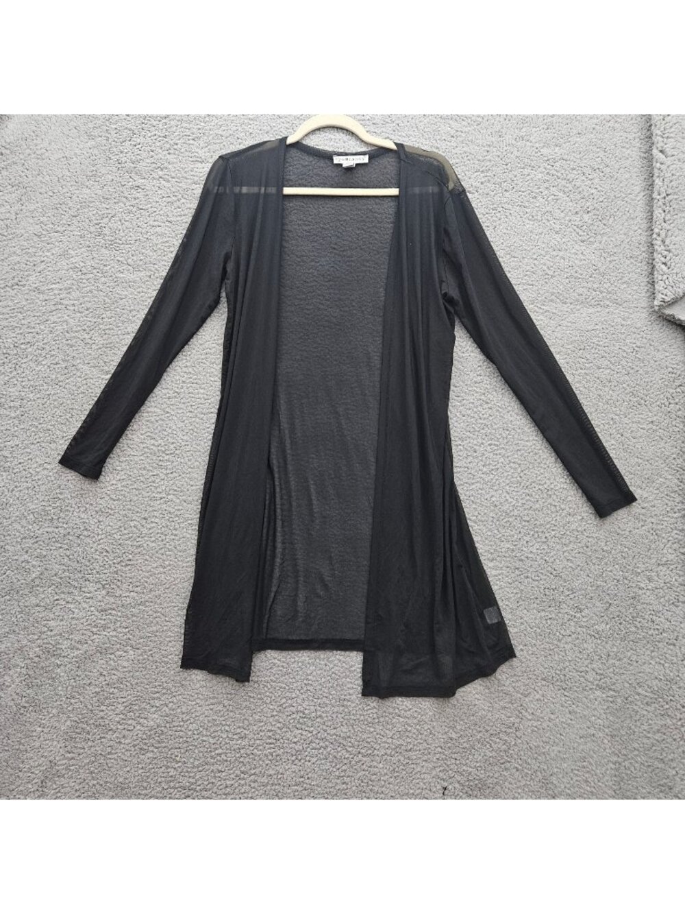 Eye Candy Womens Sheer Black Open Front Cardigan 1X Long Sleeve Lightweight